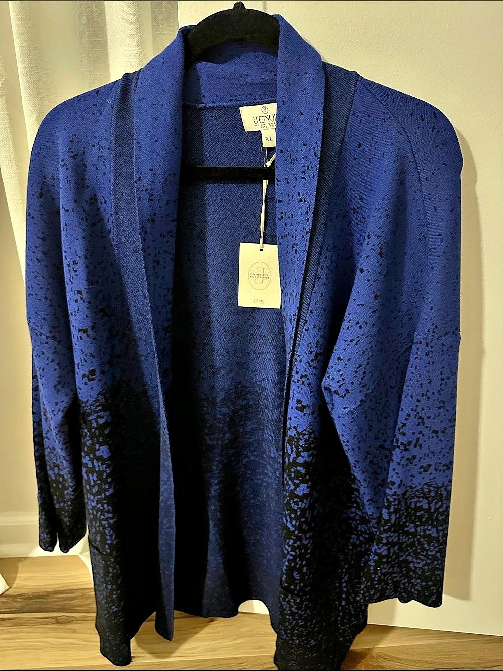 J'envie Abstract Open Front Blazer in Blue & Black Size XL NWT